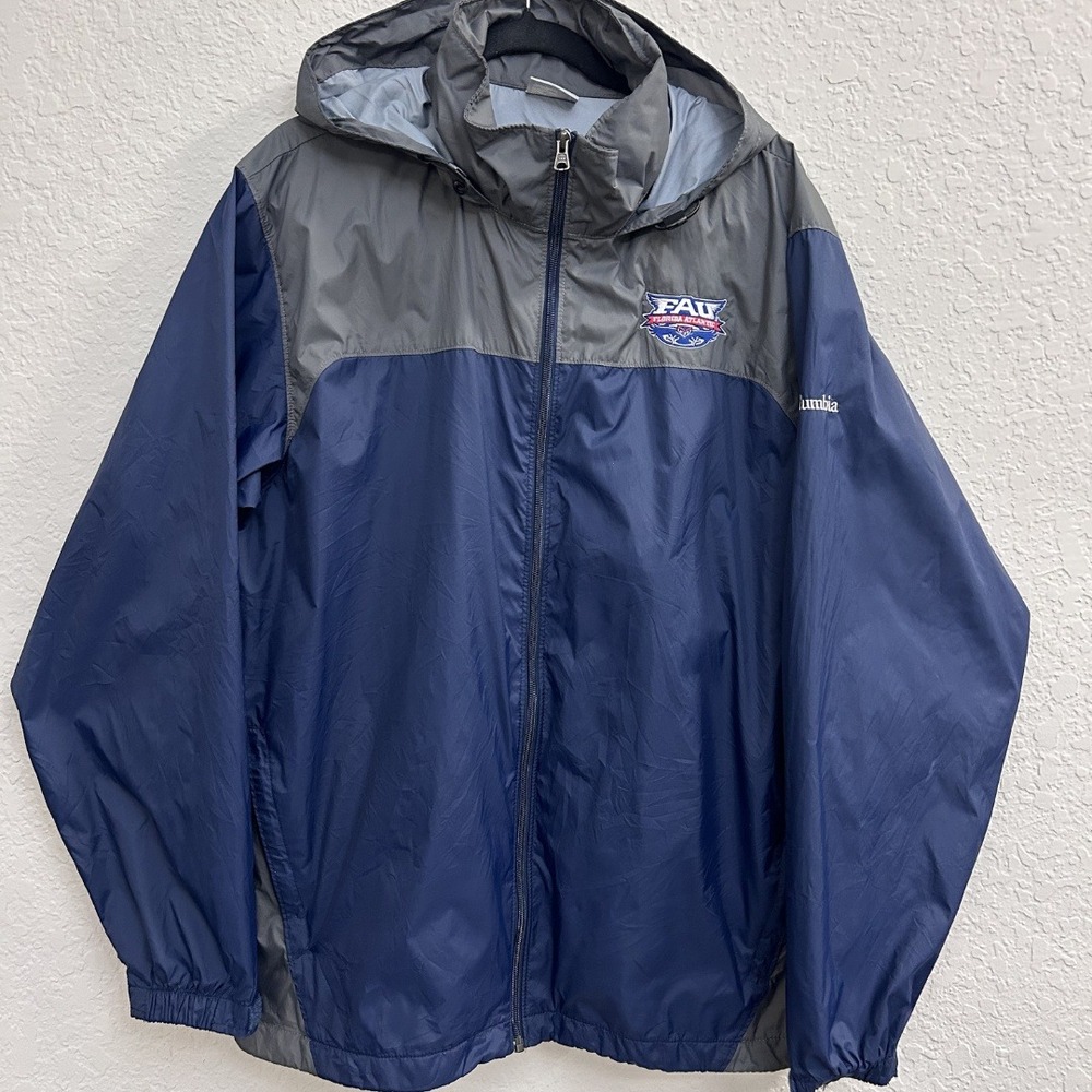 ColumbiaMen's Florida Atlantic University Windbreaker Size L Blue, Grey Preloved